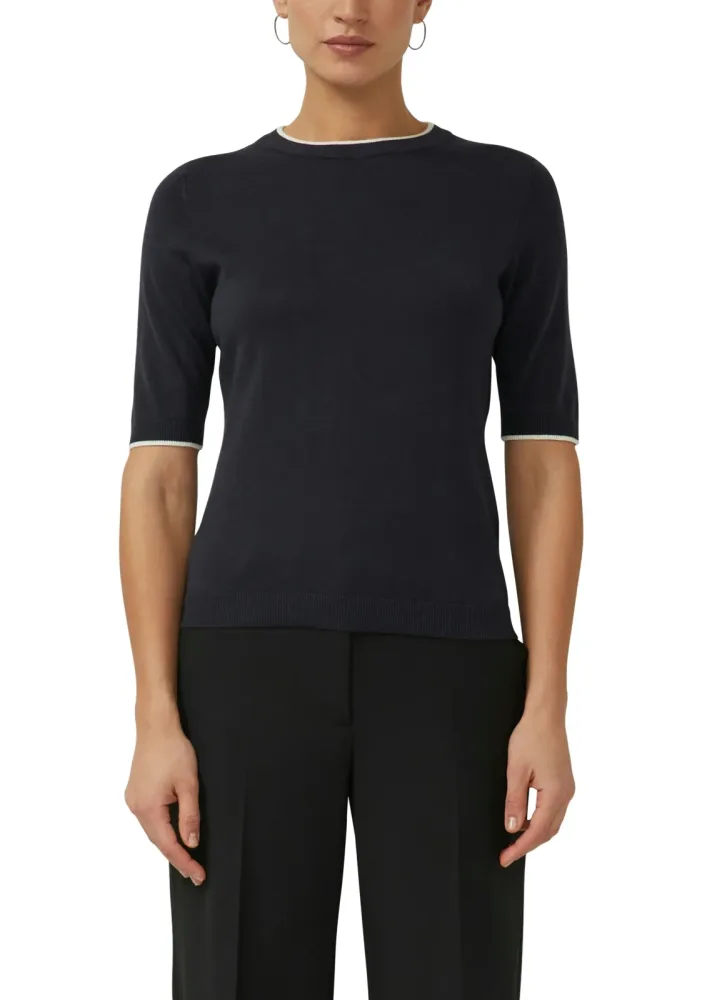 s.Oliver BLACK LABEL Rundhalspullover mit Rippbündchen