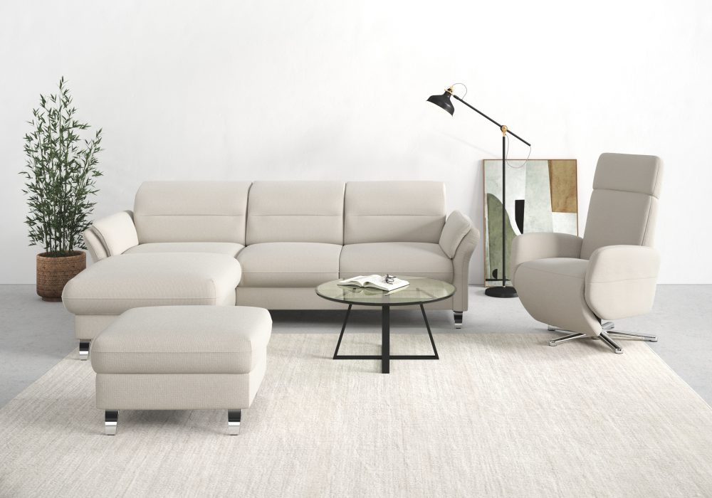 sit&more Ecksofa »Grenoble«, inklusive Federkern, wahlweise mit Bettfunktion, Bettkasten, Armteilverstellung und Kopfteilverstellung
