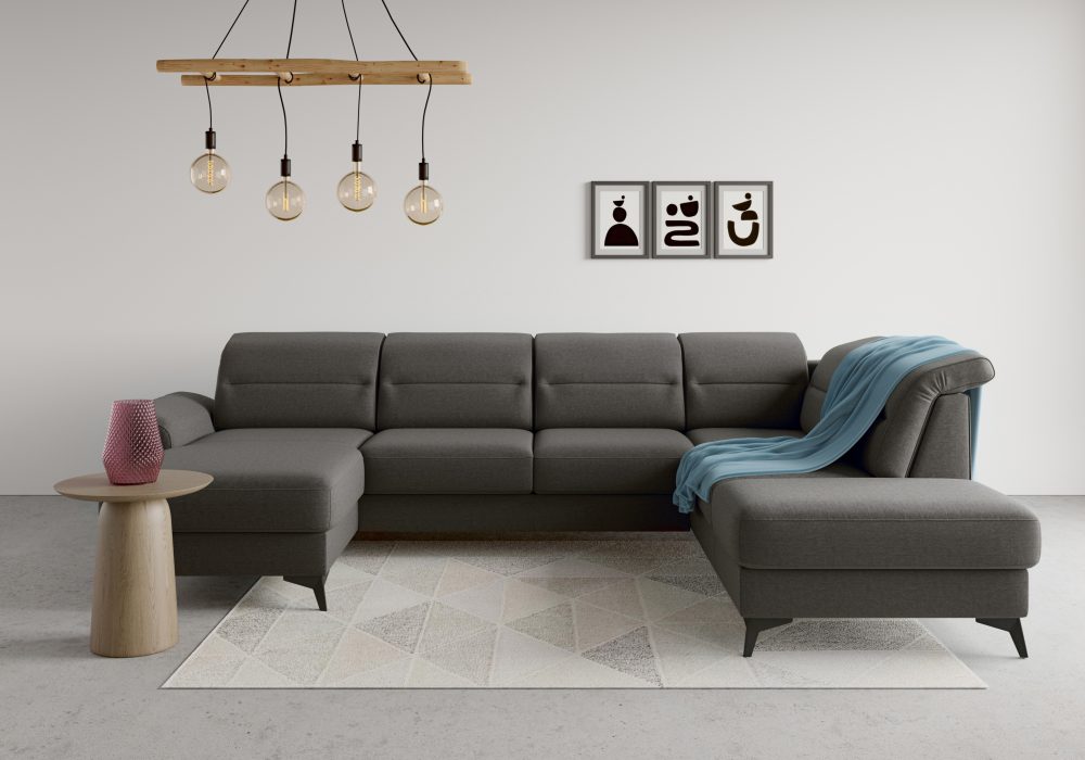 sit&more Wohnlandschaft »Sinatra«, optional mit Kopfteilverstellung und Armteilfunktion oder mit Kopfteilverstellung, Armteilfunktion, Bettfunktion und Stauraum, mattschwarze Metallfüsse