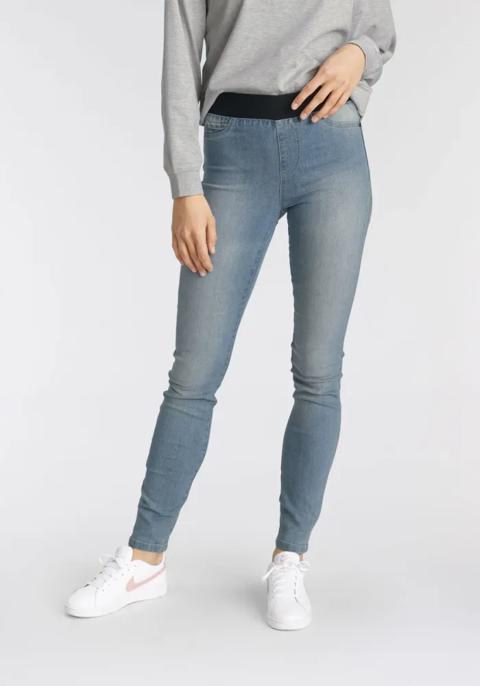 Arizona Skinny-fit-Jeans extra-enger Schnitt, komfortable Leibhöhe, Used-Look-Waschung