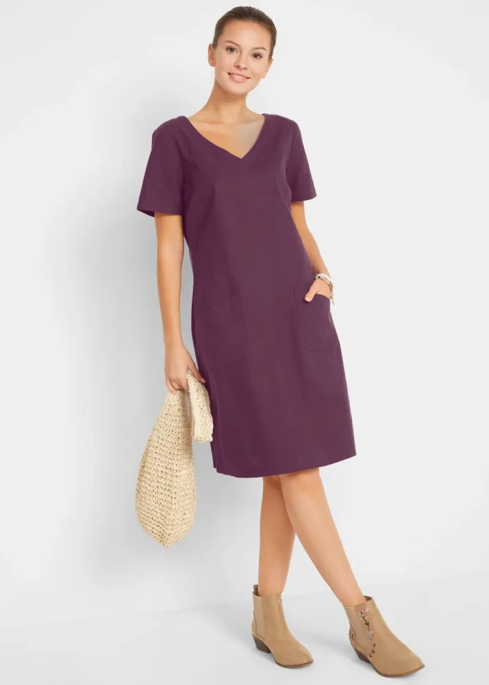 bonprix Minikleid mit Leinenlila 46Damen