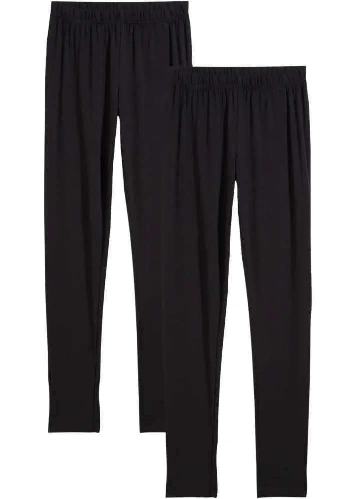 bonprix Leggings aus elastischem Bio-Baumwoll-Mix (2er Pack)schwarz 176Mädchen