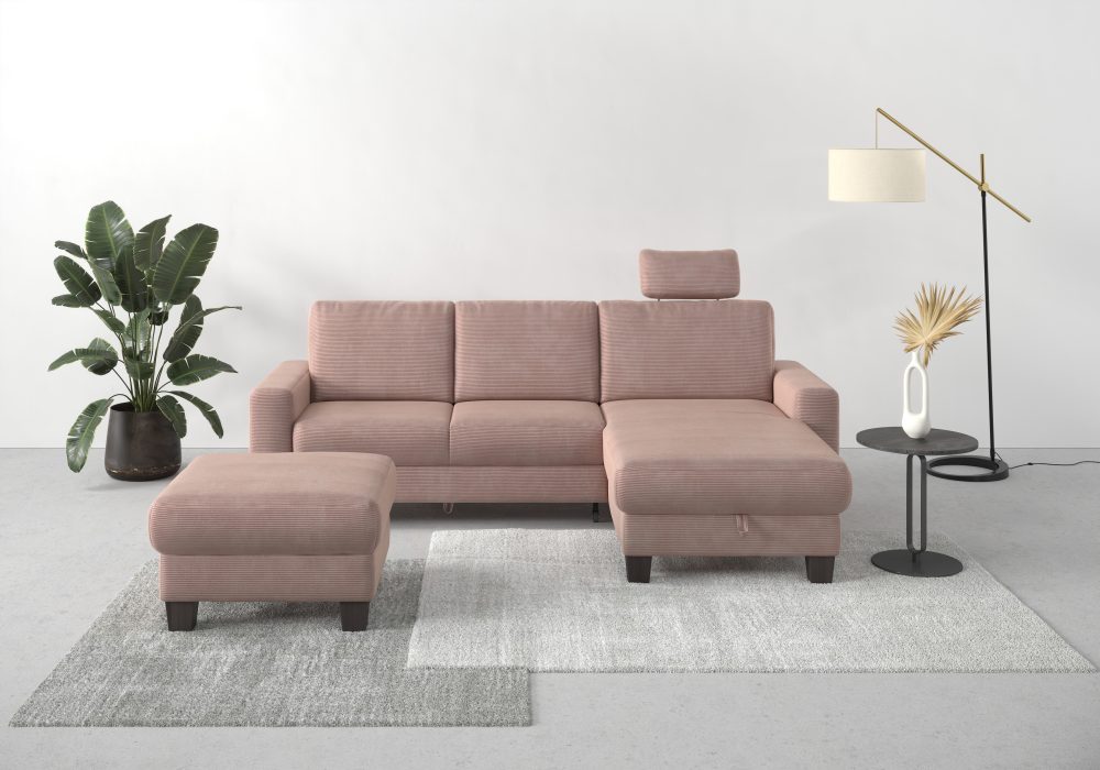 Home affaire Ecksofa »Summer«, mit Recamiere, mit oder ohne Bettfunktion und Bettkasten, Cord-Bezug