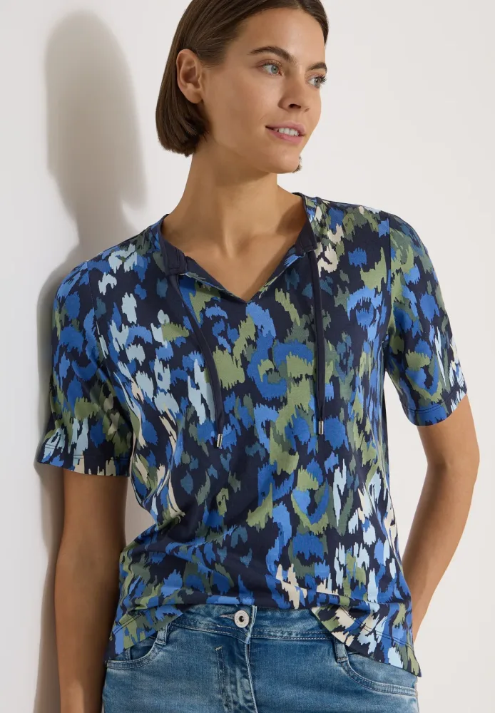 Cecil Kurzarmshirt Sommershirt im Tunika-Look mit grafischem Muster