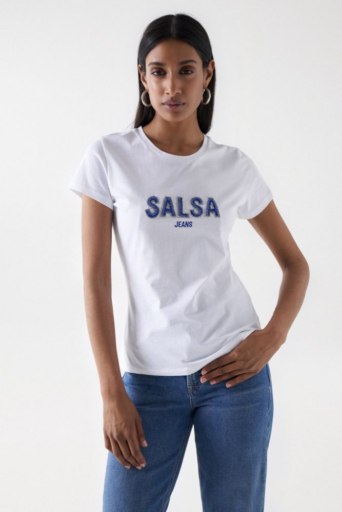 Salsa - T-Shirt T-Shirt Institutional Beaded, für Damen, Weiss, Größe M