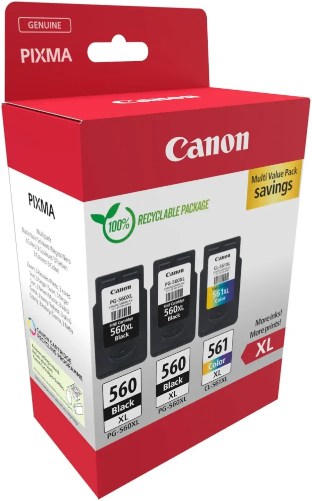 CANON Multipack Tinte XL BKCMY PGCL560/1 Pixma TS5350 2xBKXL & 1xCMYXL