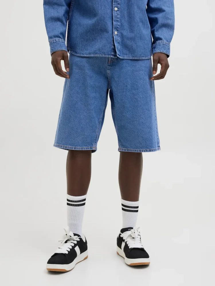 Jack & Jones Iron Extra Baggy Fit Jeans Bermudashorts - Blue Medium M Herren