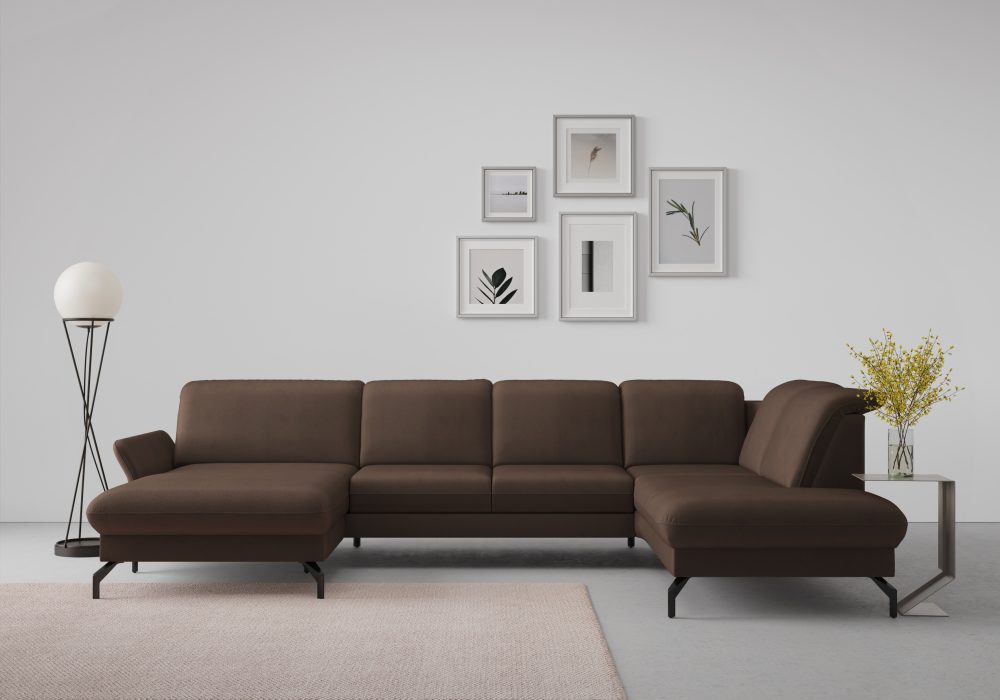 sit&more Wohnlandschaft »Fashion«, wahlweise mit Kopfteilverstellung und Vorziehsitz, motorisch, mit schwarzen Metallfüssen