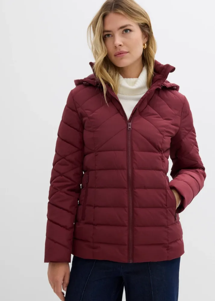 bonprix Leichte Steppjacke mit abnehmbarer Kapuzerot 40Damen