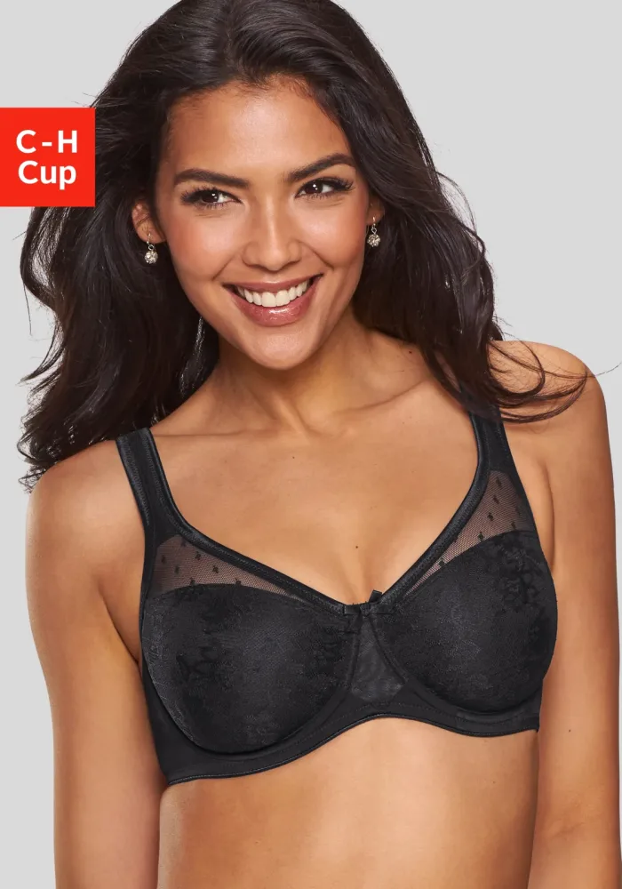 Nuance by Lascana Minimizer-BH mit unterlegter Jacquardspitze, Dessous, ideal für grosse Grössen