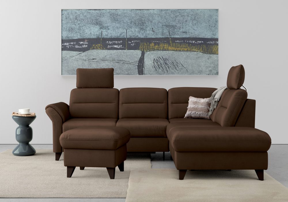 sit&more Ecksofa »Mellum«, inklusive Federkern, wahlweise mit Bettfunktion, Stauraum und Armteilfunktion
