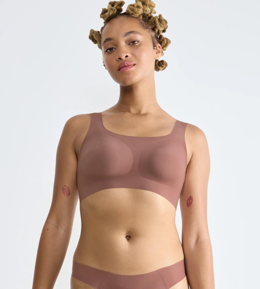 Bügelloser Bh, Wattiert Damen Taupe XS