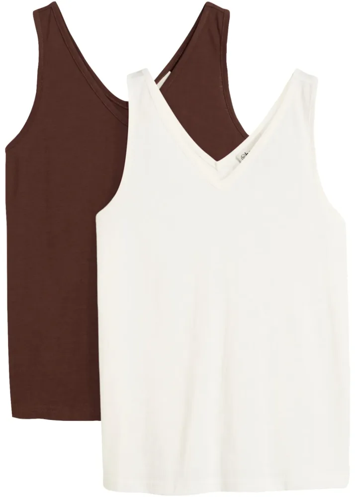 bonprix Tanktop  aus reiner Bio-Baumwolle (2er Pack)braun 44Damen