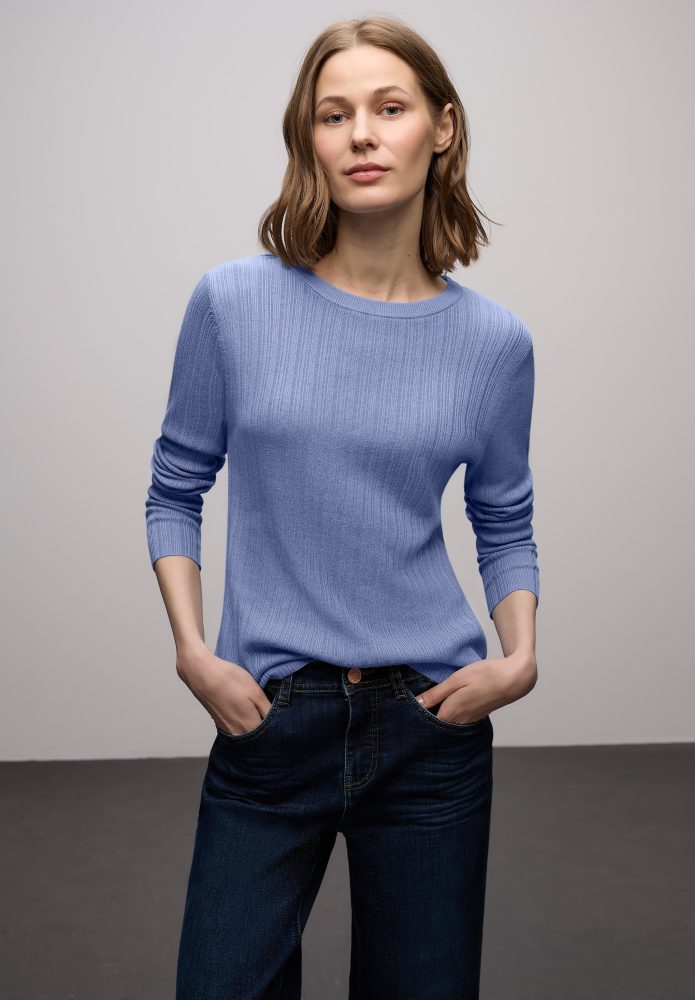 STREET ONE Strickpullover mit Rippstruktur und Viskose