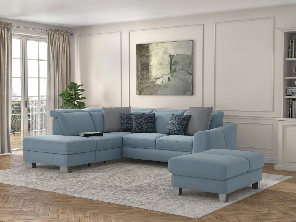 sit&more Ecksofa »Durness«, mit Federkern und hochwertigen Edelstahlfüssen, wahlweise mit Kopfteilverstellung, Bettfunktion und Stauraum oder mit Bettfunktion und Bettkasten