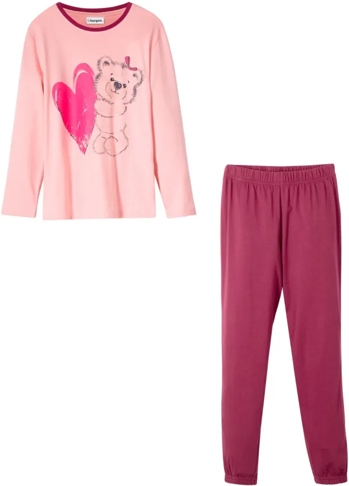 bonprix Pyjama aus reiner Bio-Baumwolle (2-tlg. Set)rosa 164Mädchen