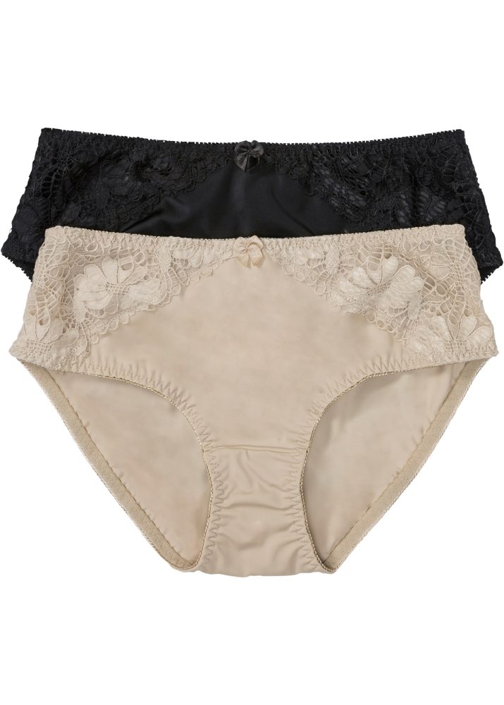 bonprix Maxislip Packung, 2 Stk. über die Hüfte geführt, mit floraler Spitze auf der Vorderseite