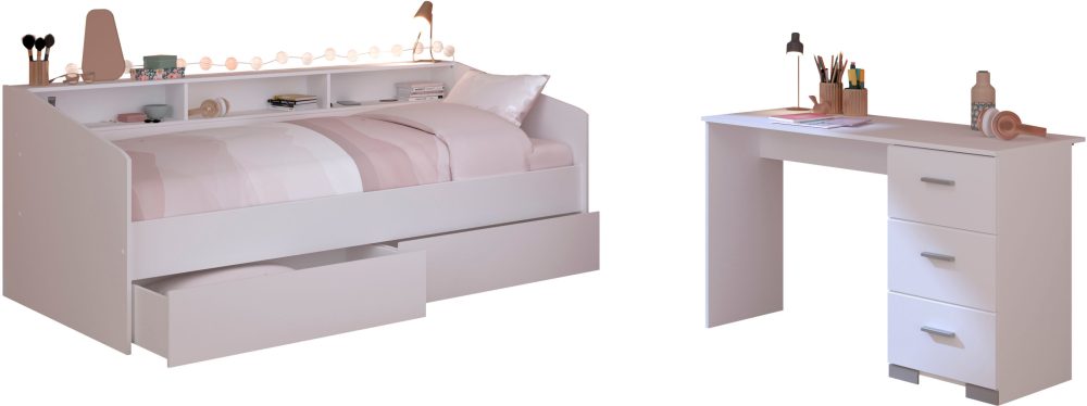 Parisot Jugendzimmer-Set »Sleep 41«, (Set, 3 tlg.), Rückwände der Fächer am Bett drehbar