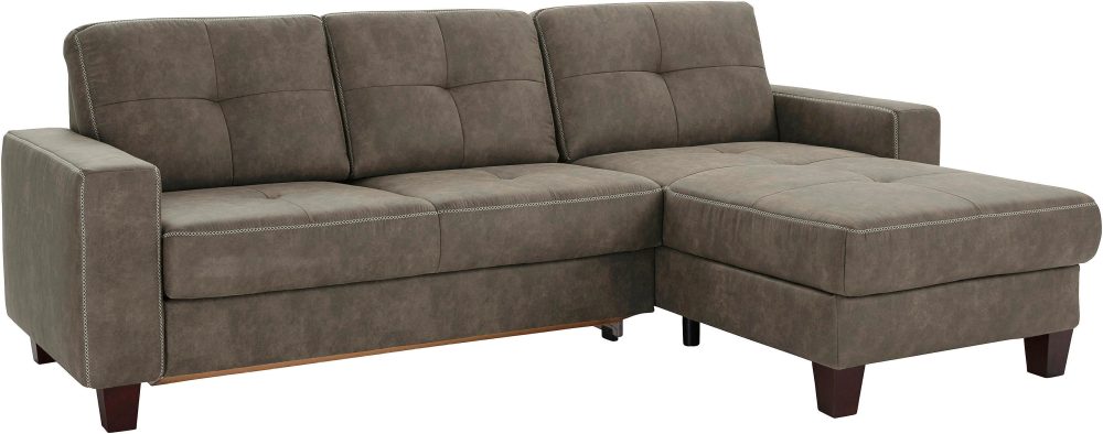 Places of Style Ecksofa »Casoria«, Recamiere wahlweise mit elektrischer Relaxfunktion, 2-Sitzer-Element optional mit Vorziehsitz und Bettkasten, Bezug mit Kreuznaht, inkl. Federkern-Polsterung