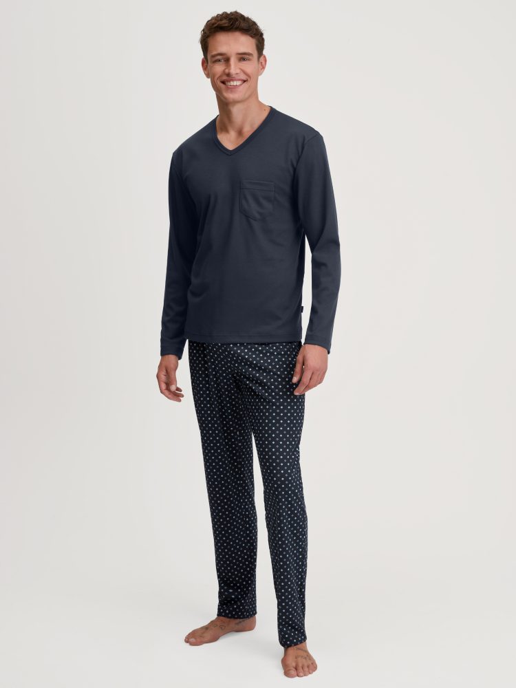 Calida - Pyjama-Set, langarm, für Herren, Saphirblau, Größe XL