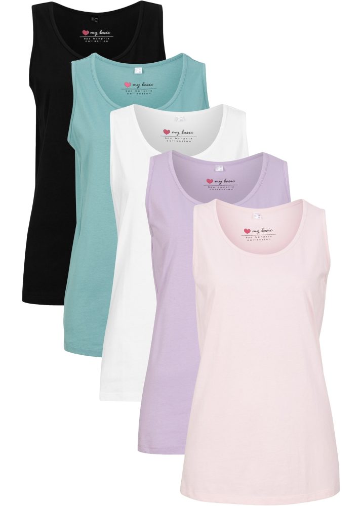 bonprix Longtop Packung, 5 tlg. figurumspielende Passform, po-bedeckend