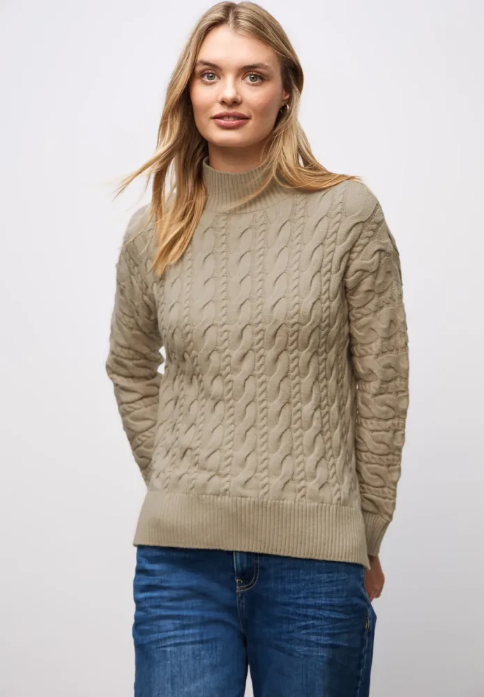 STREET ONE Rollkragenpullover mit Zopfmuster