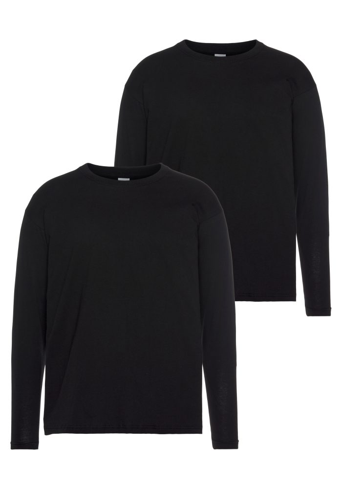 Fruit of the Loom Langarmshirt Packung, 2 Stk. aus reiner Baumwolle, 2-er Pack