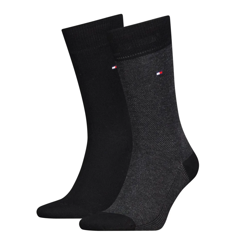 Tommy Hilfiger - Duopack, wadenlange Socken, für Herren, Black, Größe 43-46