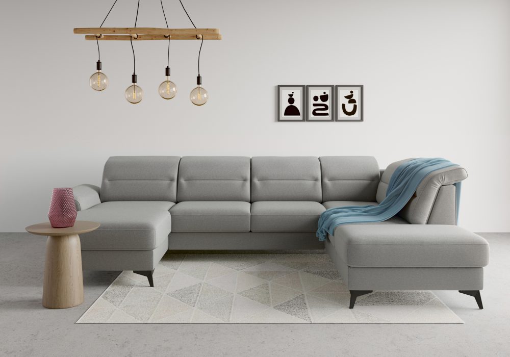 sit&more Wohnlandschaft »Sinatra«, optional mit Kopfteilverstellung und Armteilfunktion oder mit Kopfteilverstellung, Armteilfunktion, Bettfunktion und Stauraum, mattschwarze Metallfüsse