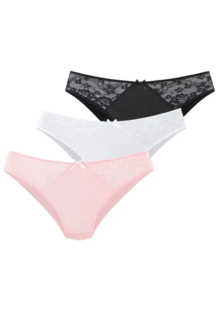 petite fleur Slip Packung, 3 Stück, mit Spitzeneinsätzen