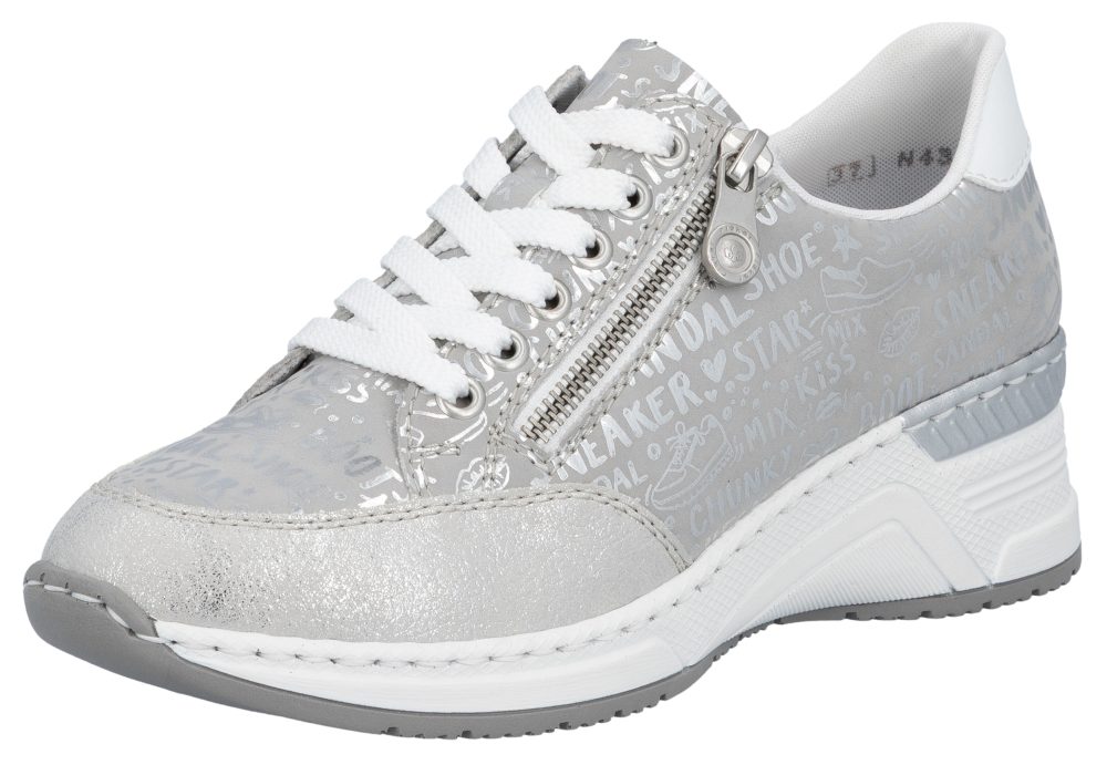 Rieker Sneaker mit Lettern bedruckt, Freizeitschuh, Halbschuh, Schnürschuh