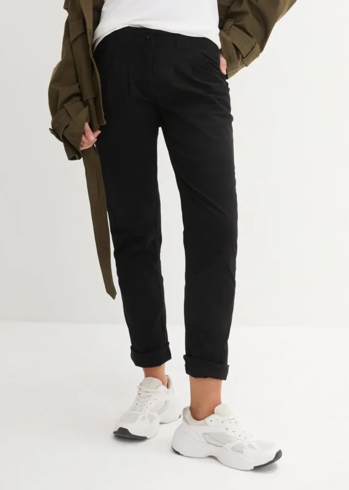 bonprix Stretch-Chinohose aus Baumwoll-Mixschwarz 34Damen