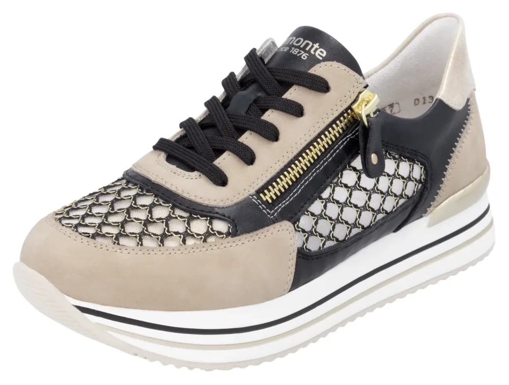 Remonte Plateausneaker, Freiezitschuh, Halbschuh, Schnürschuh, vegan, Kontrastbesatz