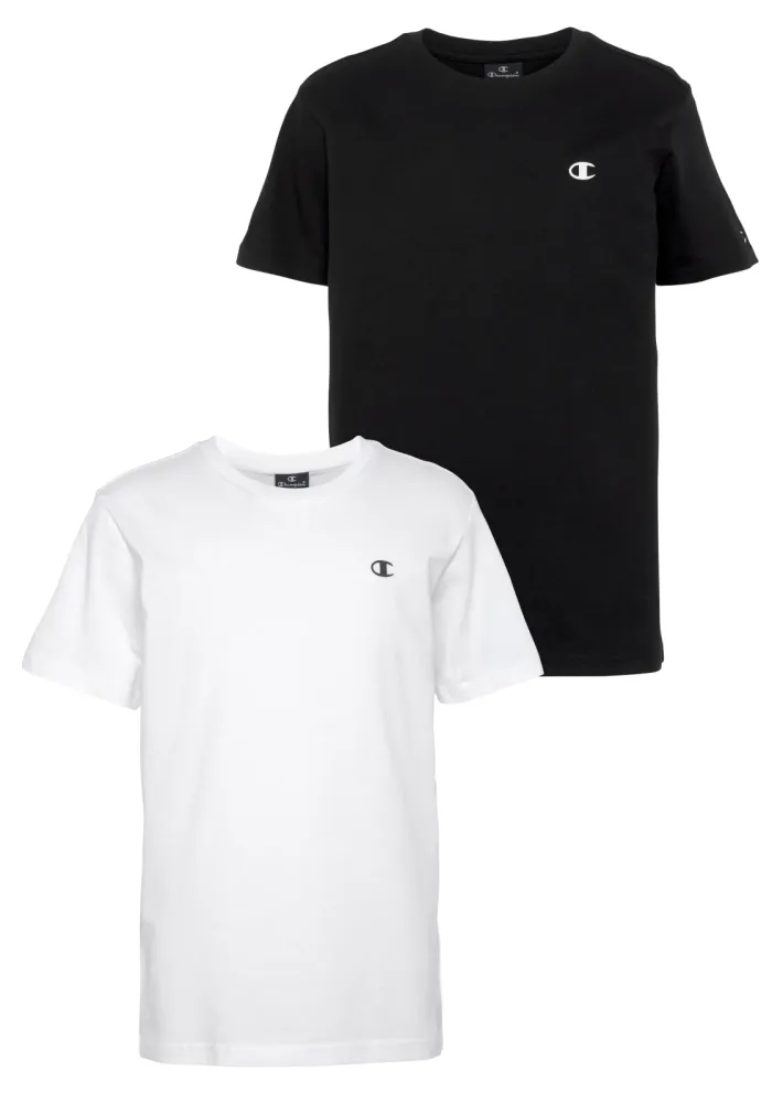 Champion T-Shirt Packung, 2 Stk. 2er-Pack, Kurzarm, mit Rundhalsausschnitt, aus Baumwolle