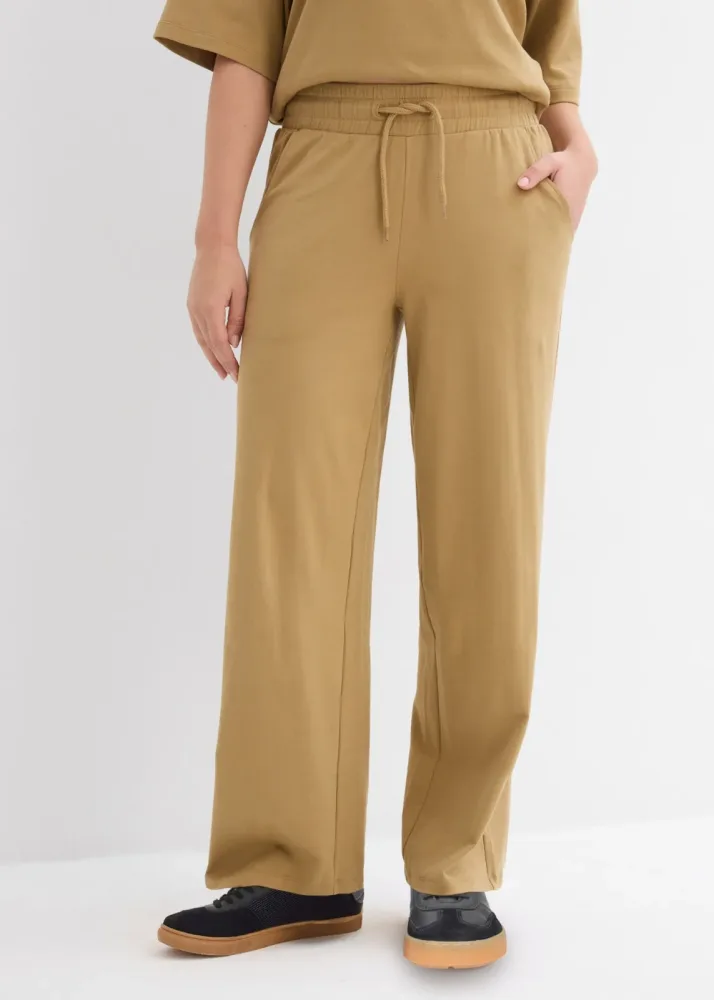 bonprix Jerseyhose aus Baumwolle, lockere Passform, weites Bein, Casual Stil