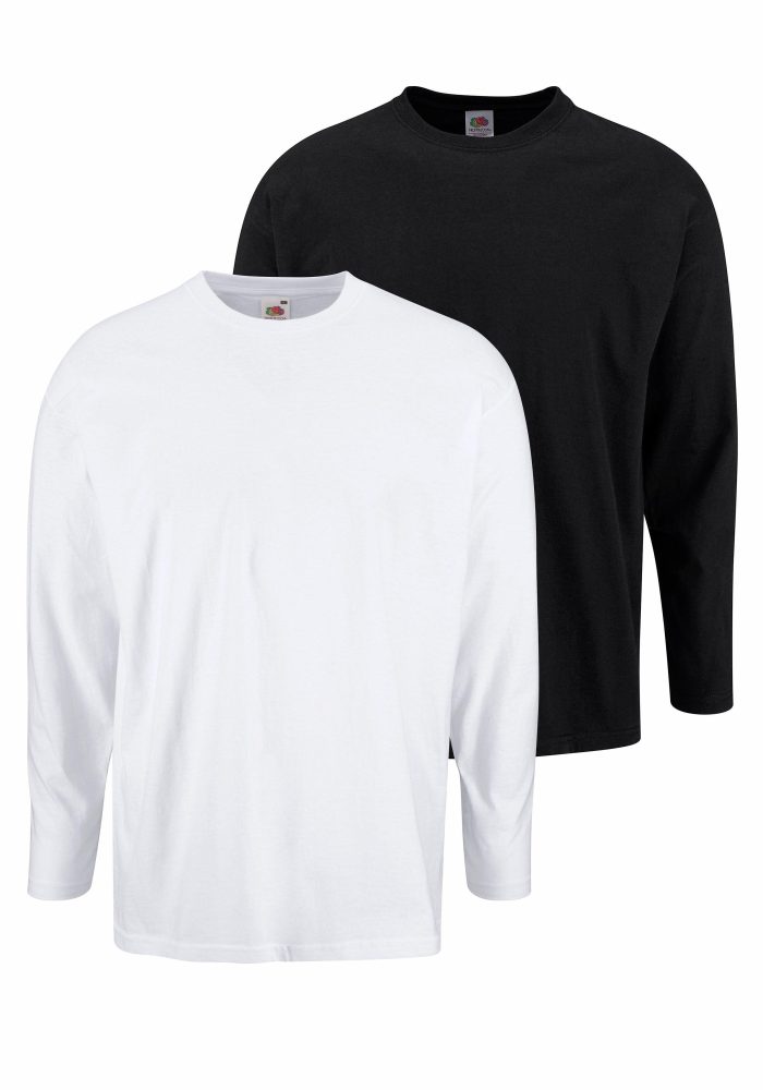 Fruit of the Loom Langarmshirt Packung, 2 Stk. aus reiner Baumwolle, 2-er Pack