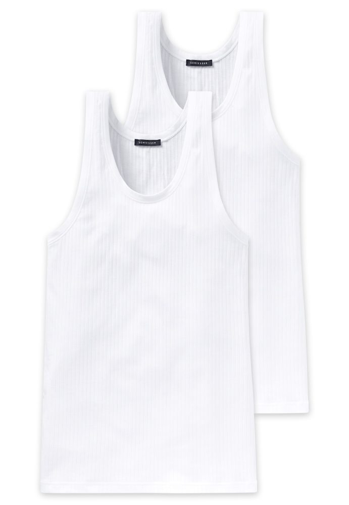 Schiesser Tank Top 2er-Pack Weiss - Authentic für Herren, Größe XL, 95 % Baumwolle, 5 % Elasthan