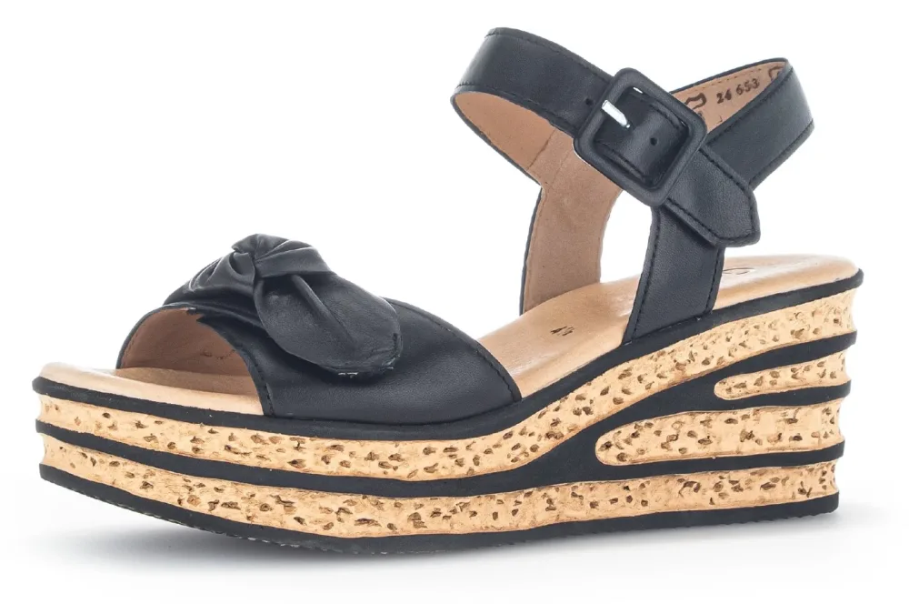 Gabor Keilsandalette, Keilabsatz, Sommerschuh, Riemchensandale mit schöner Zierschleife