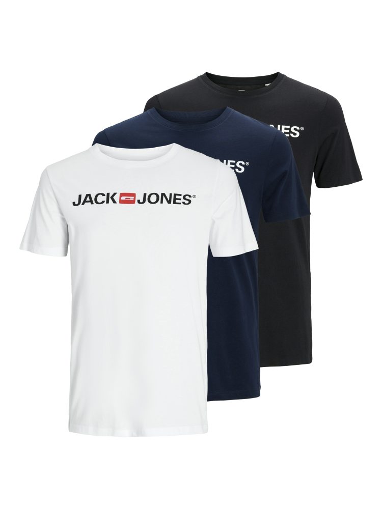 Jack & Jones - T-Shirt  3er Pack Bequem sitzend-JJECORP LOGO TEE CREW NECK 3PK, für Herren, Weiss, Größe M
