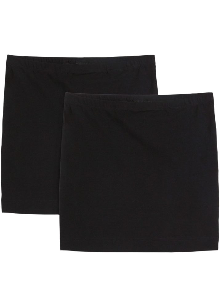 bonprix Jerseyrock Packung, 2 Stk. aus Baumwolle und Elasthan, figurbetonte Passform, unifarben