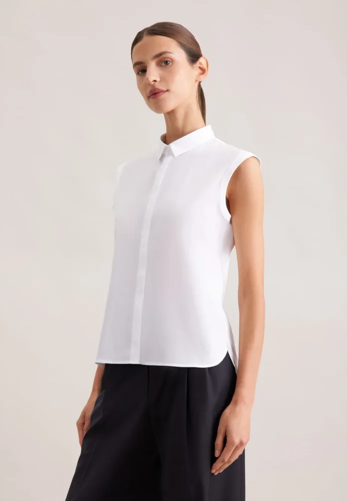 seidensticker Hemdbluse Ohne Arm Kragen Uni