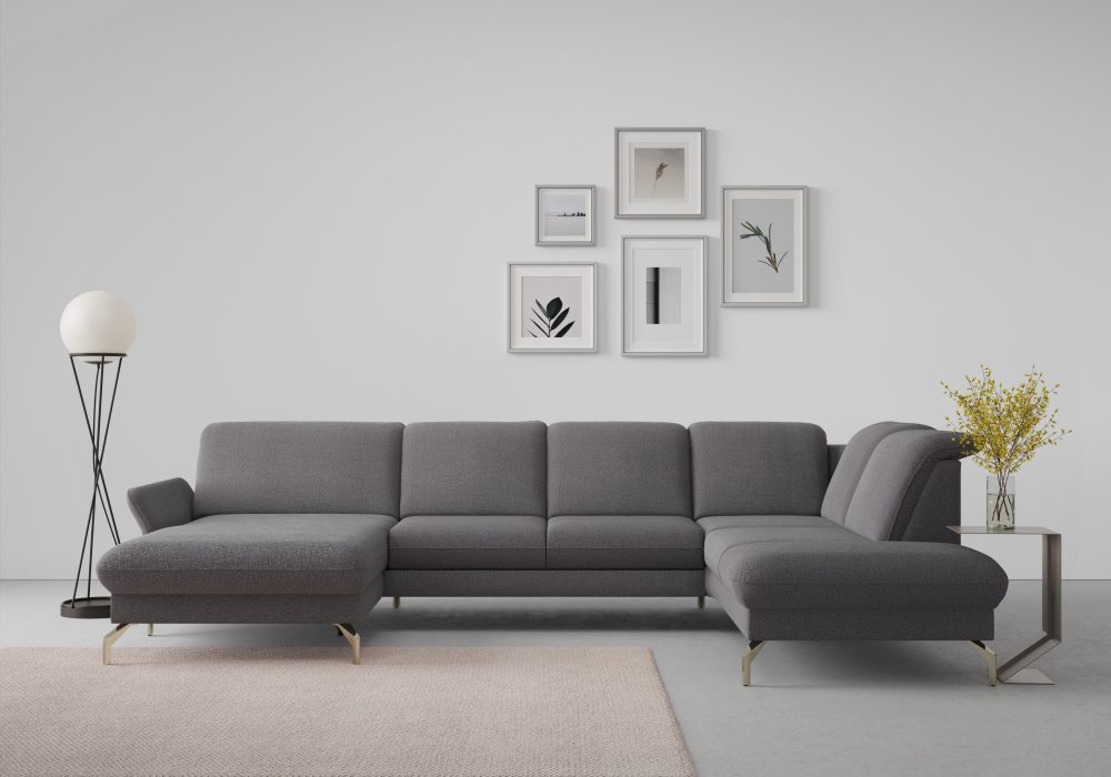 sit&more Wohnlandschaft »Fashion«, wahlweise mit Kopfteilverstellung und Vorziehsitz, motorisch, mit satinierten Nickelfüssen