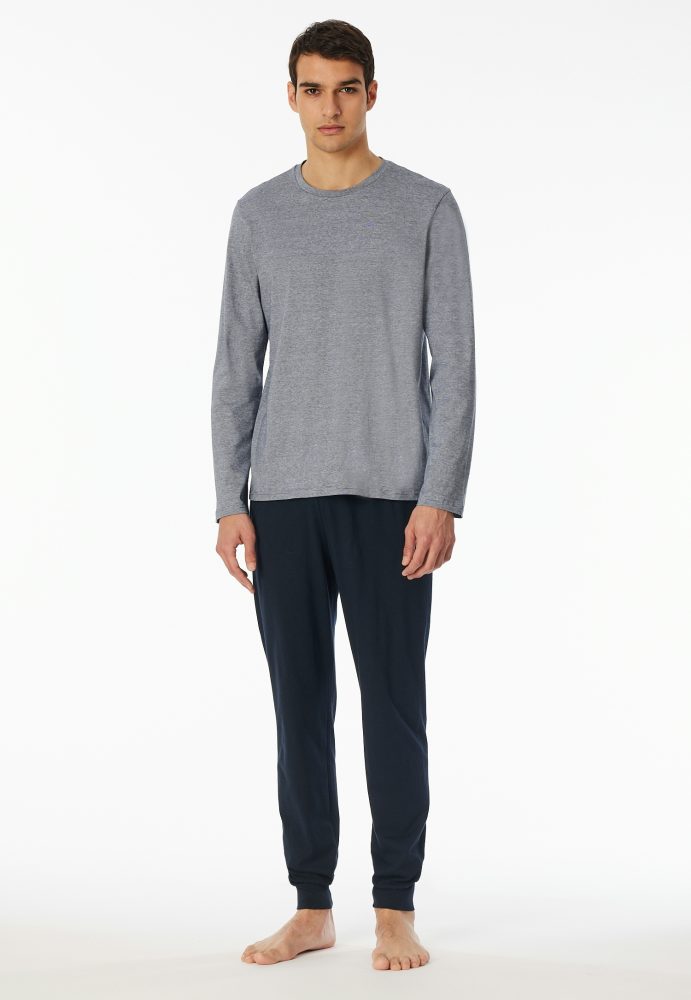 Schiesser -  Pyjama Schlafanzug  - Casual Essentials, für Herren, Dunkelblau, Größe 52