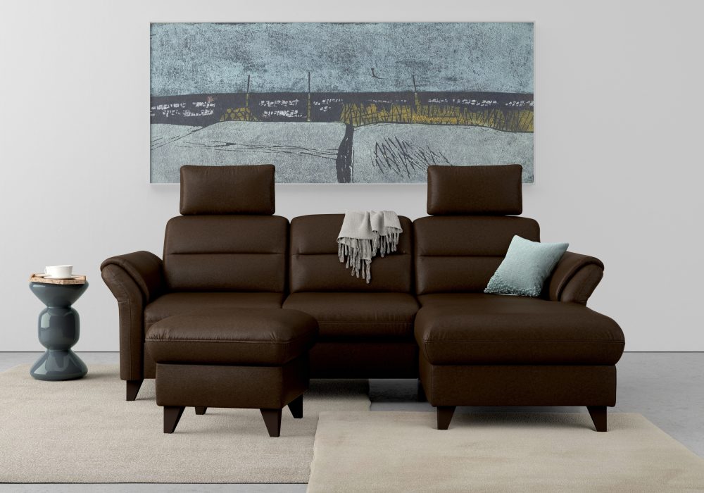 sit&more Ecksofa »Mellum«, inklusive Federkern, wahlweise mit Bettfunktion, Bettkasten und Armteilfunktion