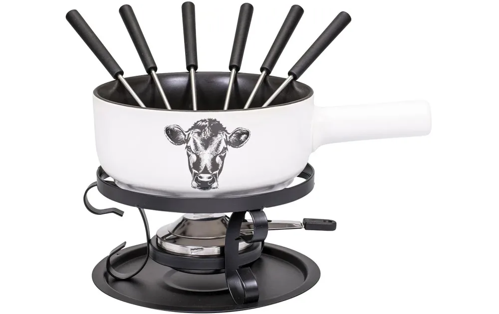 Kadastar - Käsefondue-Set, 22cm, Schwarz/Weiss