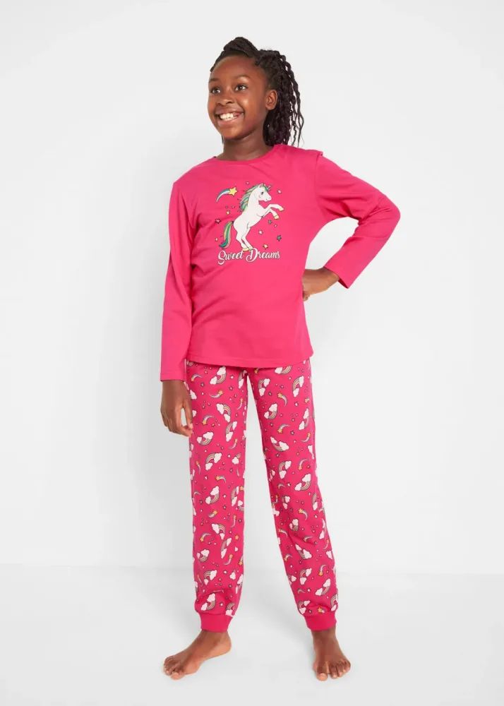 bonprix Pyjama aus reiner Bio-Baumwolle (2-tlg. Set)pink 140Mädchen