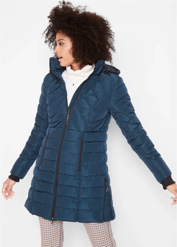 bonprix Long-Steppjacke mit Wattierungblau 42Damen