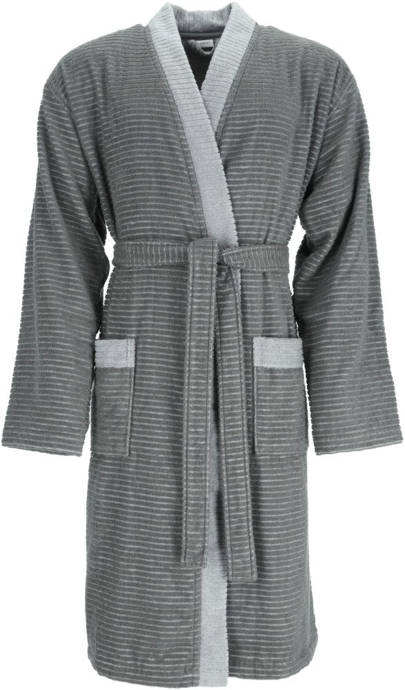 Esprit - Double Stripe Bademantel, für Herren, Anthrazit, Größe M