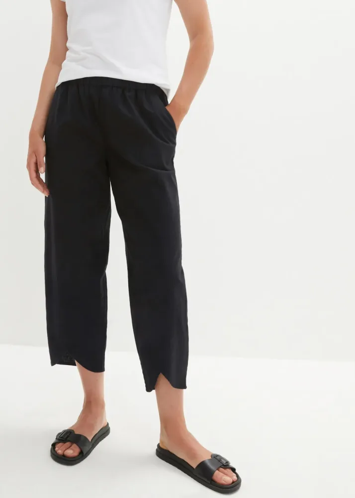 bonprix 3/4-Hose aus leichtem Leinen-Mixschwarz 44Damen