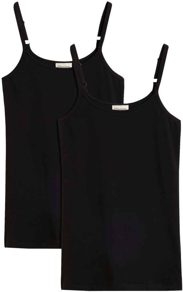 bonprix Shirttop Packung, 2 Slim fit, ohne Ärmel, langer Schnitt, aus Baumwolle mit Elasthan